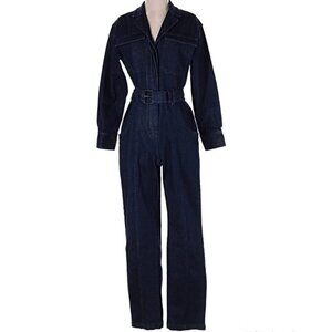 Banana Republic Denim Belted Structured Jumpsuit in Dark Wash